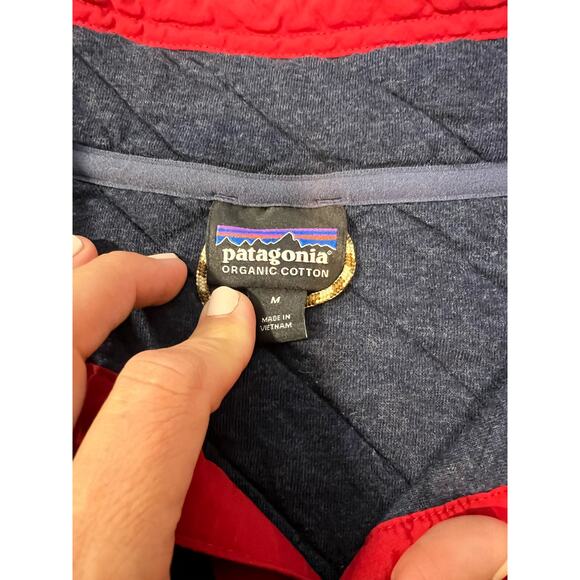 Patagonia Organic Cotton Quilt‎ Snap-T Pullover Dark Blue And Red Size MENS M - Picture 7 of 7